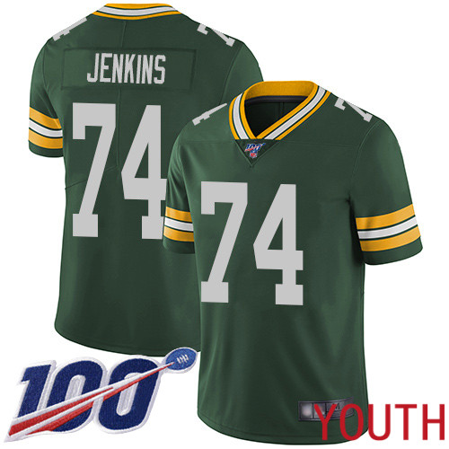 Green Bay Packers Limited Green Youth #74 Jenkins Elgton Home Jersey Nike NFL 100th Season Vapor Untouchable